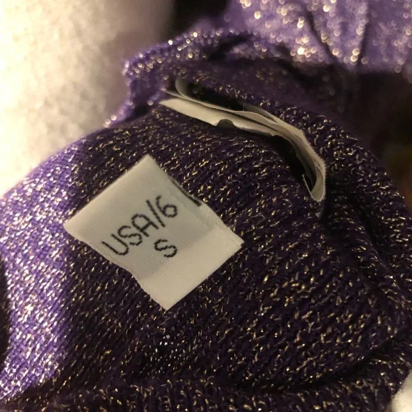 MCM Purple and Gold Sparkle Women's Cardigan US size 6 Made in Italy Wool Blend - Picture 15 of 16